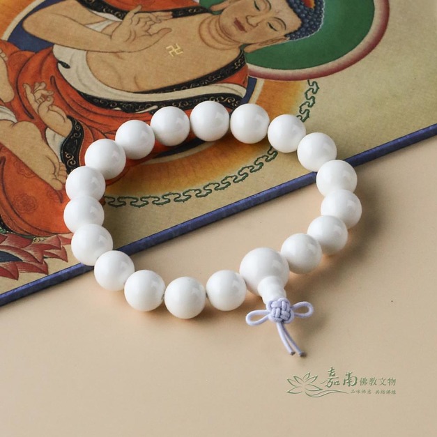 硨磲手珠(10mm) 天然白色佛珠｜潔白守護 淨心平安