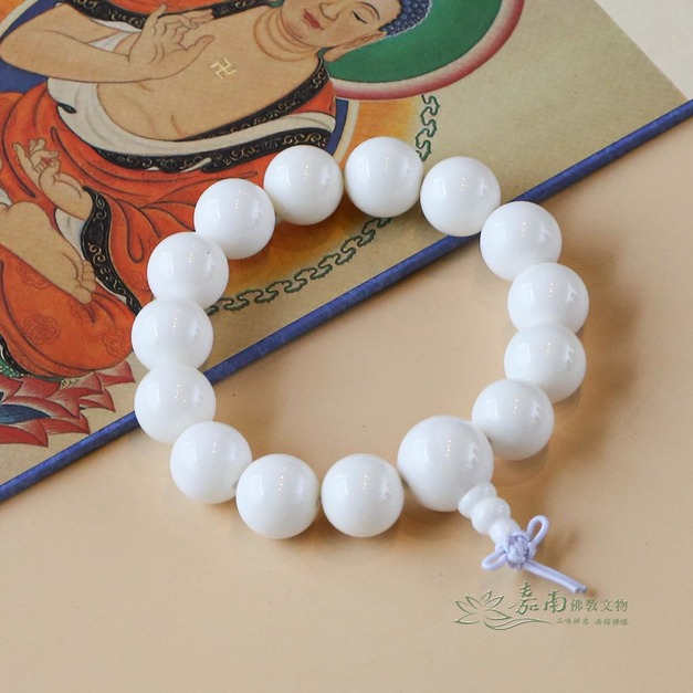 硨磲手珠(14mm) 天然白色佛珠｜潔白守護 淨心平安