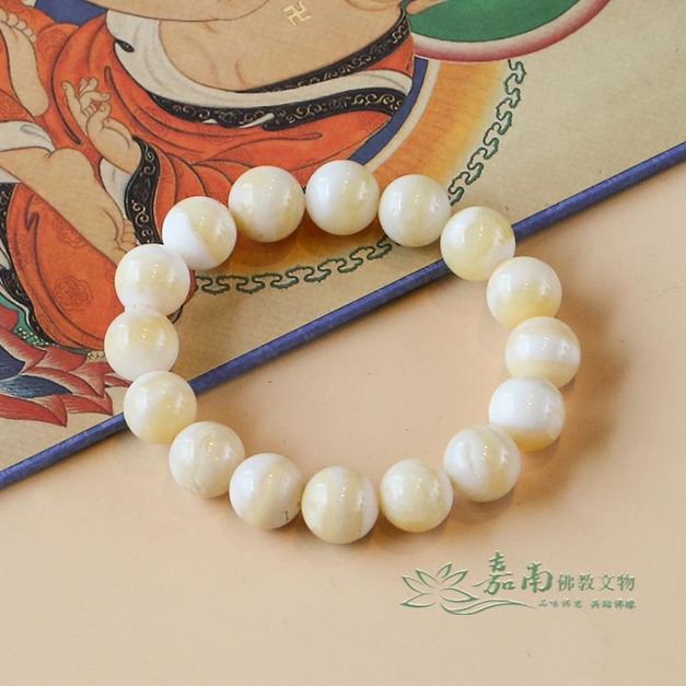 金絲硨磲手珠(12mm) 天然佛教七寶 護身淨心之選