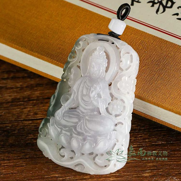 天然翡翠玉觀音菩薩雕件 64mm RCC008｜嘉南佛教文物