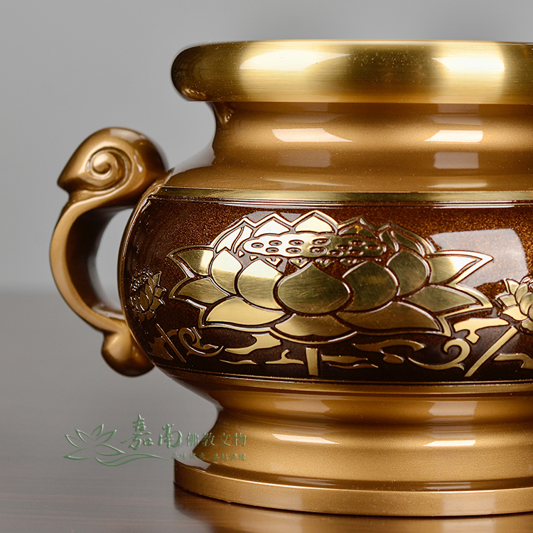 蓮花祖先銅爐-雙色(3.8寸) -佛具用品百貨首選| 嘉南佛教文物｜佛像、佛