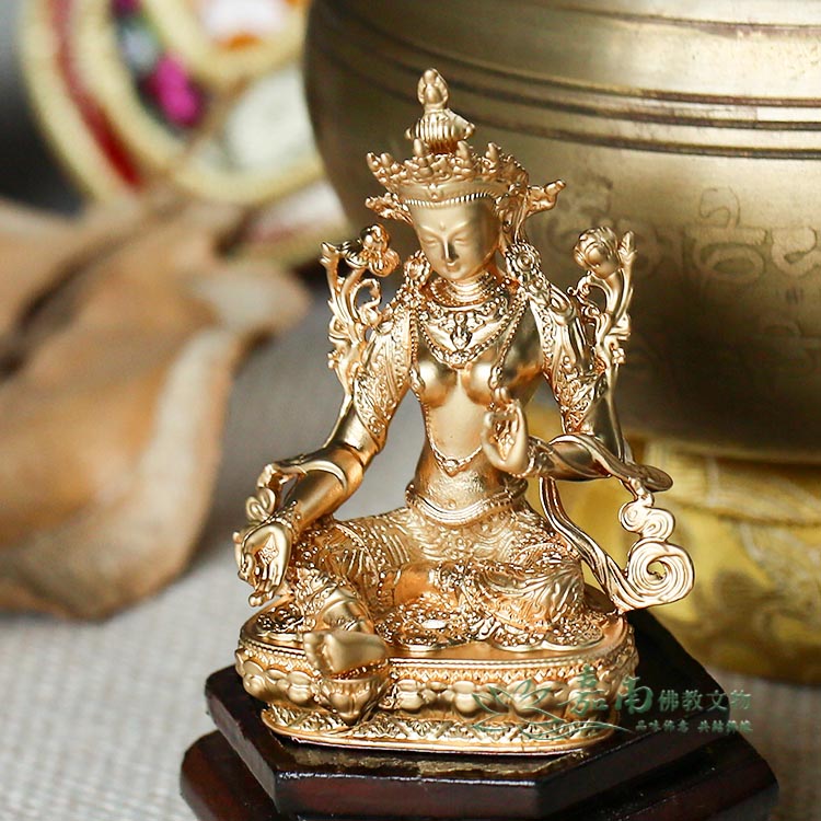 大珍品 貴重 紫銅製 貴石嵌 綠度母像 四臂度母 密宗密教 仏教古美術品 綠度母-精雕鎏金(36cm) | 嘉南佛教文物｜佛像、佛堂設計、台北佛具店