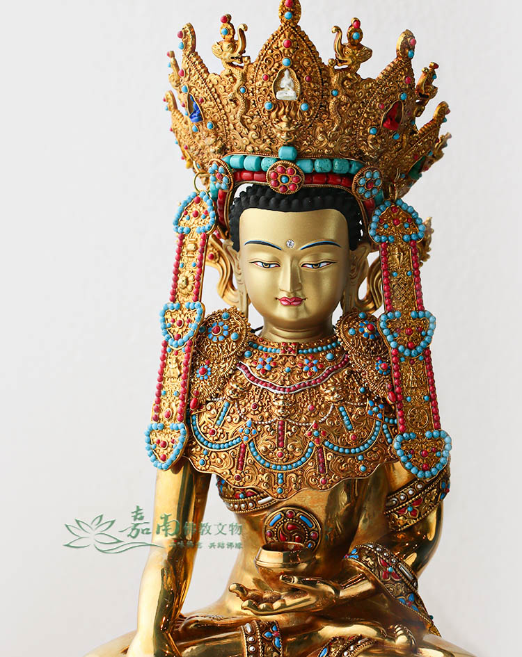 寶冠釋迦牟尼佛-精雕鎏金(36cm) | 嘉南佛教文物｜佛像、佛堂設計