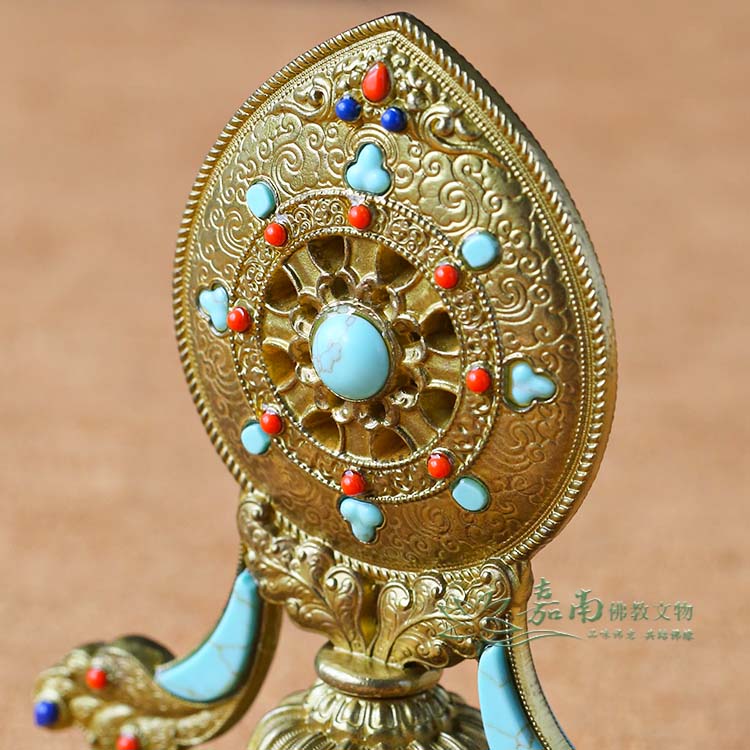 夢工房】仏教美術 時代 鍍金銅 釣燈籠 一雙 重量計1300g 高さ