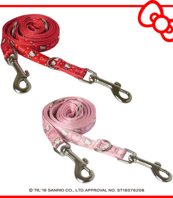 (無退換)【HELLO KITTY】點點款 多功能牽繩(紅/粉)