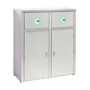 不鏽鋼二分類資源回收垃圾桶 TH2-90S 推板垃圾桶 室內室外垃圾桶 環保回收箱 分類回收桶 台灣製