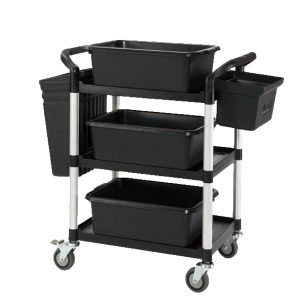 【華塑】小型三層推車 黑色 全配 長掛桶*2 RA-707B1 HS-707B1