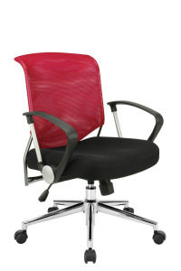 電鍍框網椅  DW辦公椅商務型 橘/紅 可換色