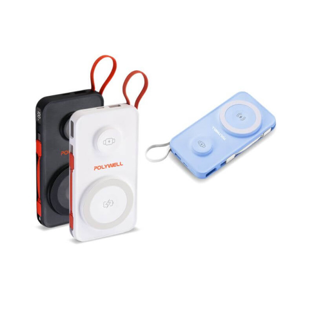 多合一磁吸無線充行動電源 1萬毫安 手機 手錶 自帶線USB Type-C 蘋果頭