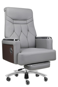 高背半牛皮沙發椅附腳墊 HB主管椅/皮椅