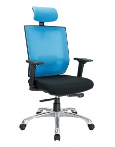 主管網椅  高背/中背 鋁合金腳/尼龍腳-GV電腦椅 孔雀藍