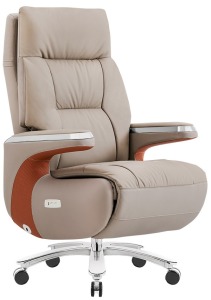 智能電動高背半牛皮椅 HE 沙發椅-附腳墊