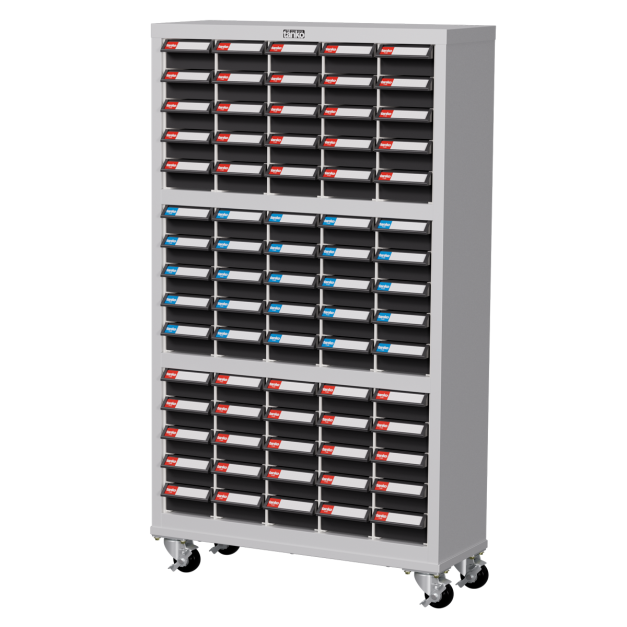 天鋼 移動款零件櫃 TKI-2515-9M 75格 PP黑色導電型抽屜 零件箱 附輪分類櫃 五金零件螺絲收納 適合電子廠、零件儲存使用 台灣製