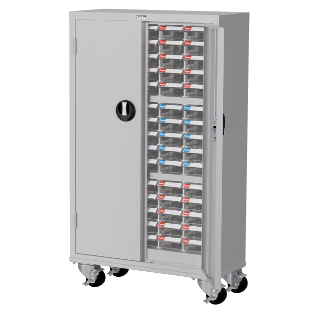 天鋼 加門型移動款零件櫃 TKI-2515DM 75格 PS透明抽屜 附鎖零件櫃 零件箱 分類櫃 五金零件螺絲收納 玩具樂高收納 台灣製