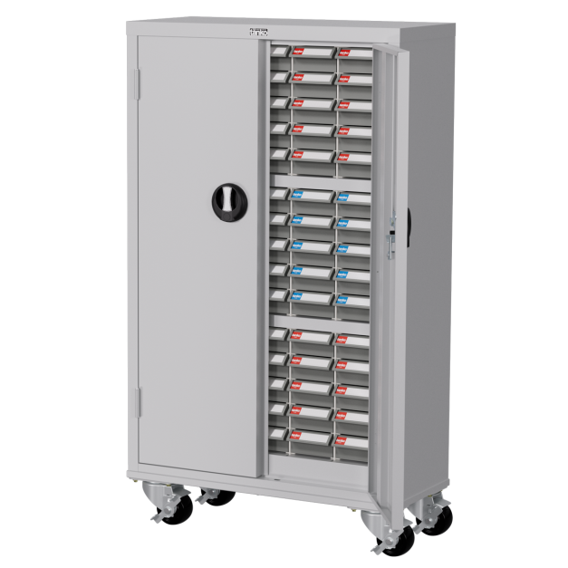 天鋼 加門型移動款零件櫃 TKI-2515D-3M 75格 ABS灰色抽屜 附鎖移動款零件櫃 零件箱 分類櫃 五金零件螺絲收納 玩具樂高收納 台灣製