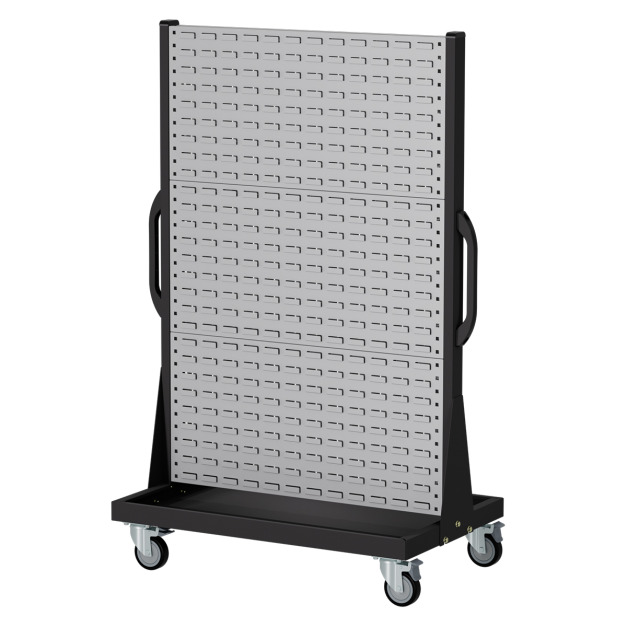 【天鋼 Tanko】移動式整理架 KM-2306 灰色 百葉掛板 雙面六片 整理車 物料架 洞洞板 工具推車 台灣製