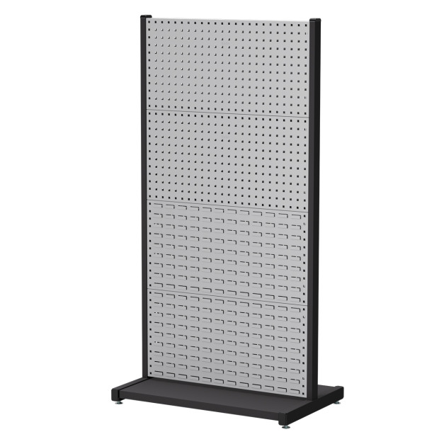 【天鋼 Tanko】立放式整理架 KR-2444 灰色 雙面款 獨立型 方孔掛板*4+百葉掛板*4 物料架 洞洞板 工具牆整理架 台灣製