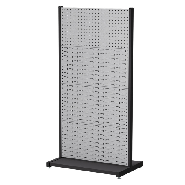 【天鋼 Tanko】立放式整理架 KR-2426 灰色 雙面款 獨立型 方孔掛板*2+百葉掛板*6 物料架 洞洞板 工具牆整理架 台灣製