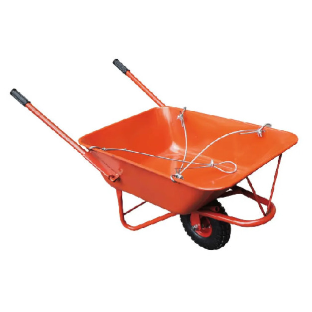 台製水泥車 橘色 活動可伸縮手把-鑽四孔附鋼索 10吋輪 DS風輪/硬輪省力輪