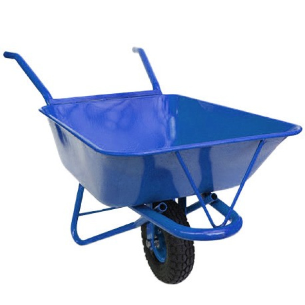 台製水泥車 加厚藍色  灣柄固定把手&nbsp;/ 活動柄伸縮手把 10吋輪 DS風輪/硬輪省力輪