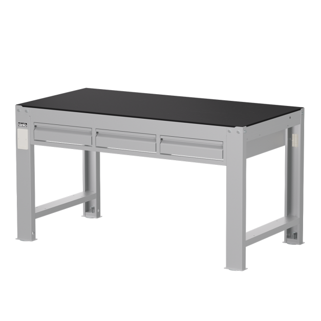 【天鋼 Tanko】WDT-5203系列 重量型鋼製抽屜工作桌 152cm｜平均荷重 2000kg｜單屜荷重 45kg｜P黑色橡膠墊 Q黑色PVC硬質板 自由選