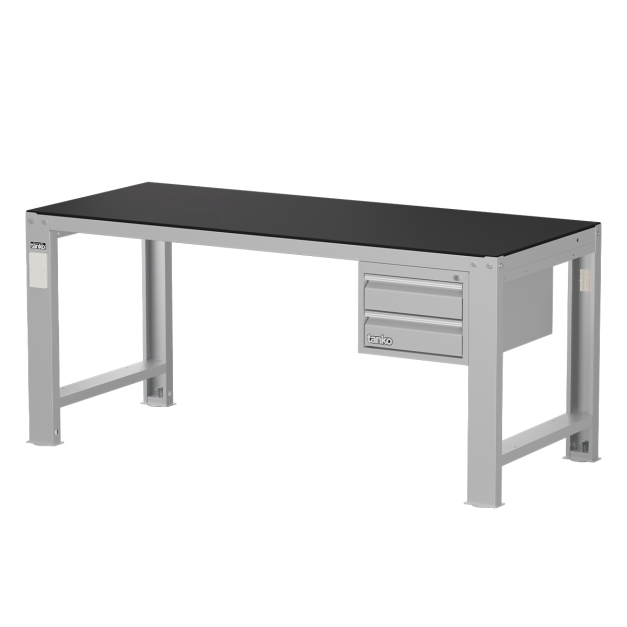 【天鋼 Tanko】WD-68系列 重量型鋼製抽屜工作桌 182cm｜平均荷重 2000kg｜單屜荷重 45kg｜P黑色橡膠墊 Q黑色PVC硬質板 自由選