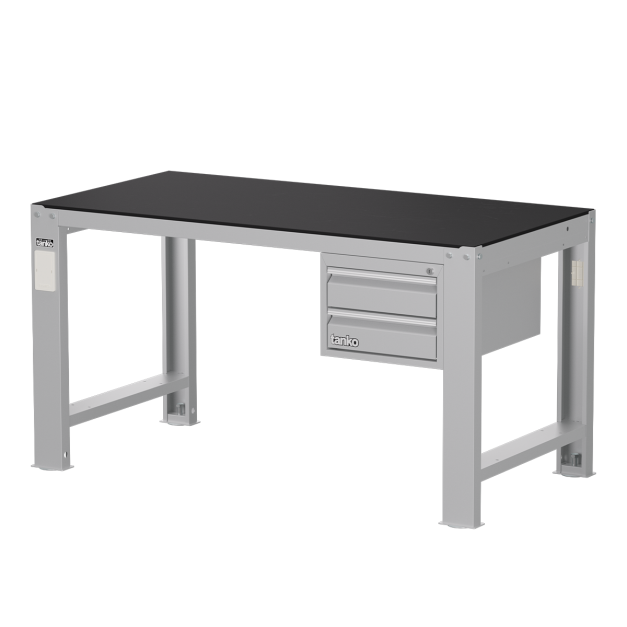 【天鋼 Tanko】WD-5801系列 重量型鋼製抽屜工作桌 152cm｜平均荷重 2000kg｜單屜荷重 45kg｜P黑色橡膠墊 Q黑色PVC硬質板 自由選