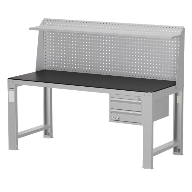 【天鋼 Tanko】WD-6801系列 重量型鋼製吊櫃上架工作桌 182cm｜平均荷重 2000kg｜含棚板.插座.燈具｜P黑色橡膠墊 Q黑色PVC硬質板 自由選