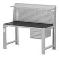 【天鋼 Tanko】WD-5801系列 重量型鋼製吊櫃上架工作桌 152cm｜平均荷重 2000kg｜含棚板.插座.燈具｜P黑色橡膠墊 Q黑色PVC硬質板 自由選_1