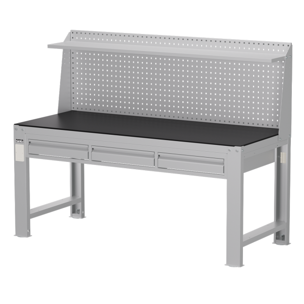 【天鋼 Tanko】WDT-6203系列 重量型鋼製抽屜上架工作桌 182cm｜平均荷重 2000kg｜含棚板.插座.燈具｜P黑色橡膠墊 Q黑色PVC硬質板 自由選