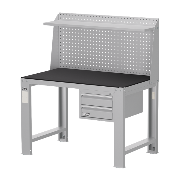 【天鋼 Tanko】WD-48系列 重量型鋼製吊櫃上架工作桌 122cm｜平均荷重 2000kg｜含棚板.插座.燈具｜P黑色橡膠墊 Q黑色PVC硬質板 自由選