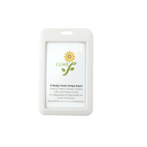 識別證套 直式 雙面透明滑蓋設計 白