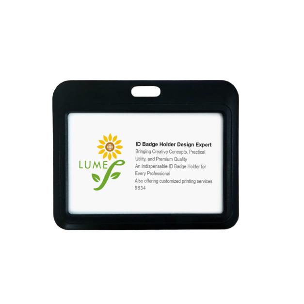 識別證套 橫式 單面透明滑蓋設計 黑