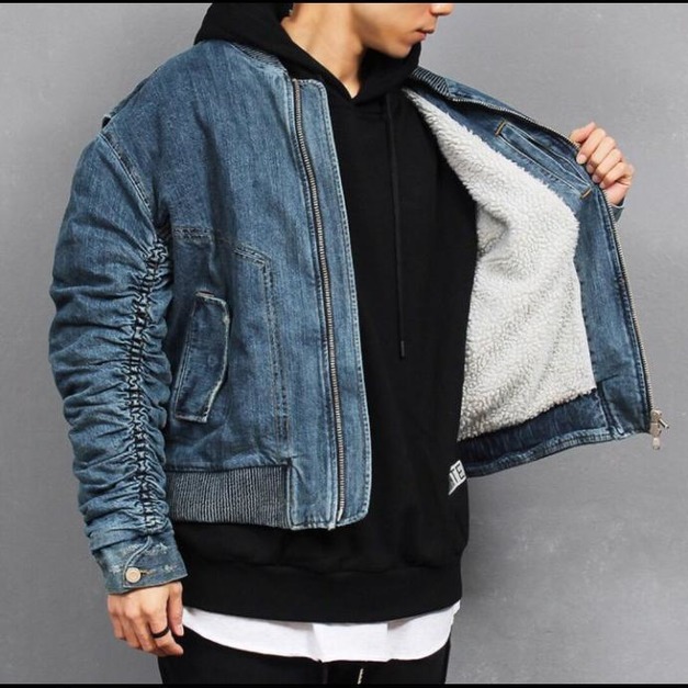 正韓鋪毛牛仔外套