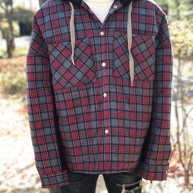 正韓連帽格子外套