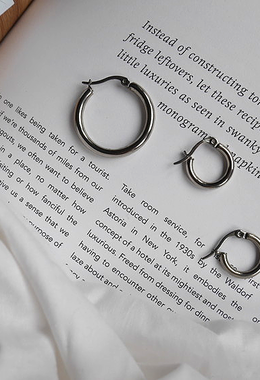 銀色粗環圓圈耳環 Crude Earrings