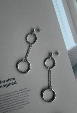 鏈條連結圓圈耳環 Connect Earrings