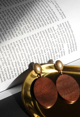摩登圓木片耳環 Modern Wood Earrings