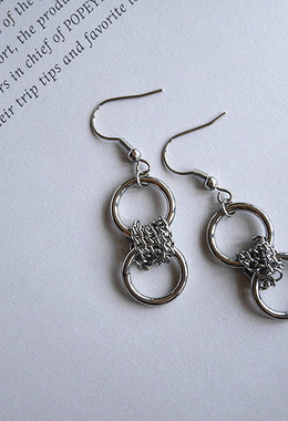 鎖鏈雙圈耳環 Chain Circle Earrings