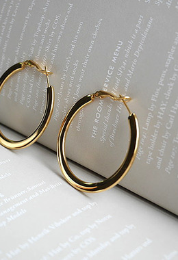 扁平圓形圈耳環 Flattened Circle Earrings