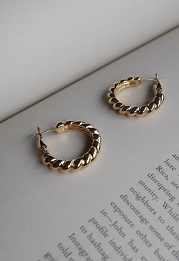 波浪圓球圈耳環 Wave Circle Earrings
