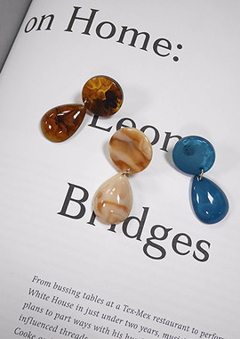 琥珀圓片水滴耳環 Water Droplets Earrings