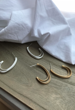 半橢圓線條耳環 Oval Line Earrings