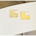 鏡面缺角正方形耳環 Notch Earrings_1