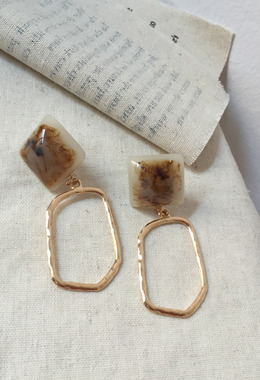 焦糖敲打環圈耳環 Caramel Circle Earrings