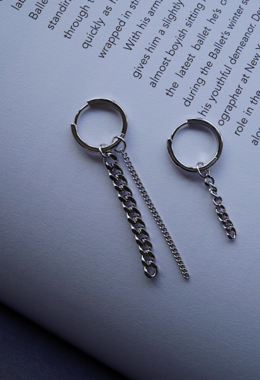 不對稱鏈條圓圈耳環 Circle Chain Earrings