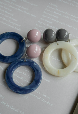 藕灰石紋圓圈耳環 Marbling Circle Earrings