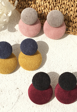 暖冬燈芯絨撞色耳環 Winter Corduroy Earrings