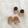 木頭圓片石紋耳環 Woody Stone Earrings_1