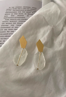 幾何金屬透明石耳環 Classic Transparent Earrings